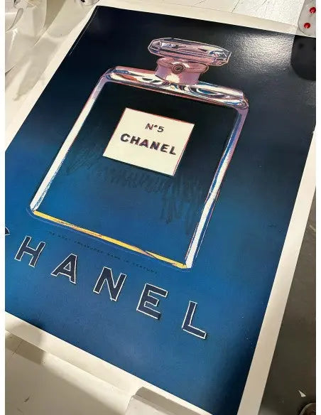 Original Andy Warhol Chanel No. 5 exhibition poster showing period colour printing