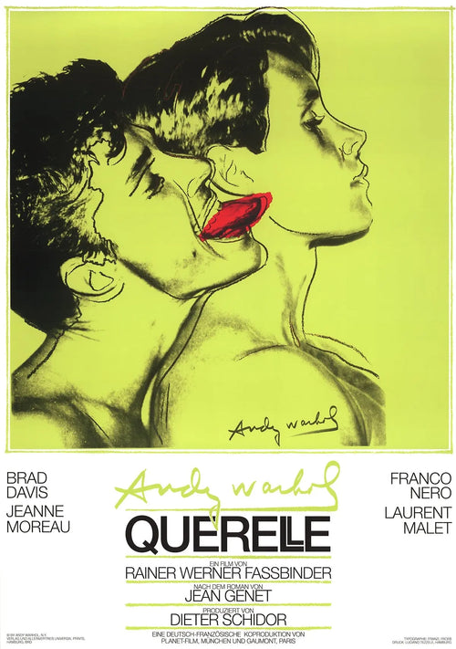 Andy Warhol Querelle Green 1983 original offset lithograph art poster featuring bold green tones and artistic design.