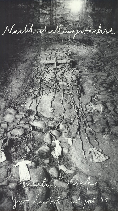 Original offset lithograph poster by Anselm Kiefer from Yvon Lambert Gallery, 1991, featuring abstract artwork and textured details.
