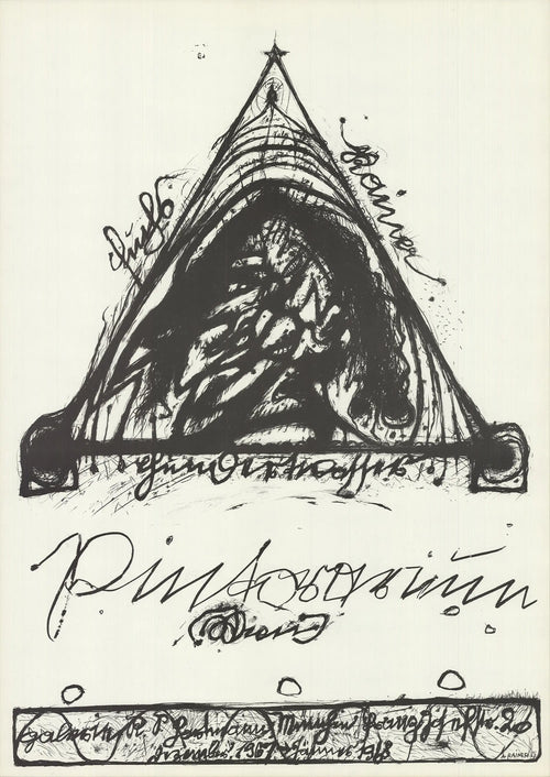 Original abstract lithograph art poster by Arnulf Rainer from the 1967 Pintorarium exhibition, showcasing modern abstract design.