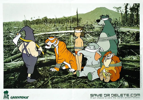 Limited edition Banksy Greenpeace Save or Delete offset lithograph print showcasing urban art with environmental message.