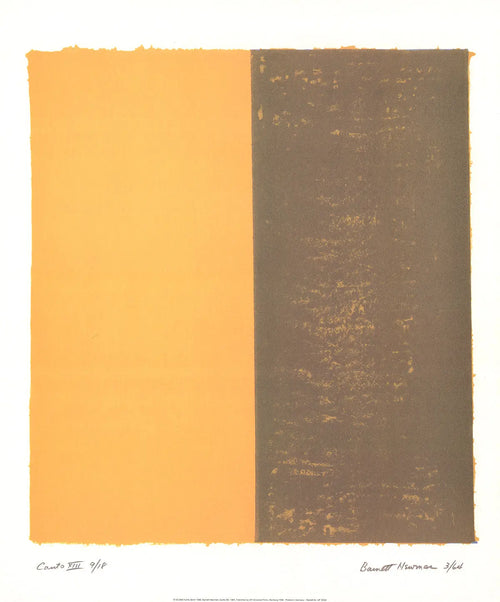 Barnett Newman Canto XIII minimalist abstract offset lithograph art print with bold lines and subtle color accents.