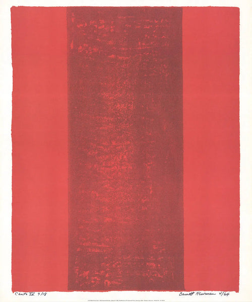 Barnett Newman Canto XV 1998 abstract offset lithograph art print with bold colors and geometric shapes on paper.