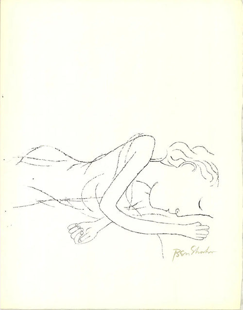 Original 1968 Ben Shahn lithograph titled "Of Light" from the Rilke portfolio, showcasing expressive artwork and detailed print.