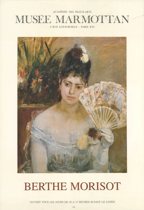 Art poster of Berthe Morisot's portrait of Madame Hubbard from the 1990 exhibition, showcasing Morisot's Impressionist style.