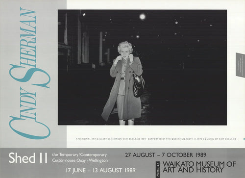 Original 1989 Cindy Sherman Untitled Film Still 54 exhibition poster featuring a black-and-white portrait of the artist.