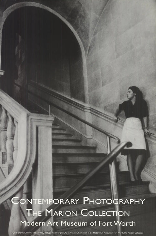 Cindy Sherman Untitled Film Still 65 offset lithograph art poster showing a cinematic scene featuring a woman in vintage clothing.