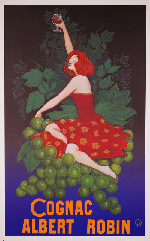 Limited edition poster of Bruce Skilbeck Cognac Albert Robin 2002, showcasing artwork related to the rare cognac brand.