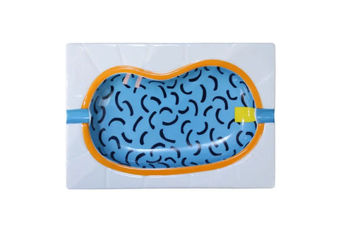 Limited edition ceramic ashtray featuring David Hockney's Hollywood Hills Pool artwork, showcasing vibrant colors and artistic design.