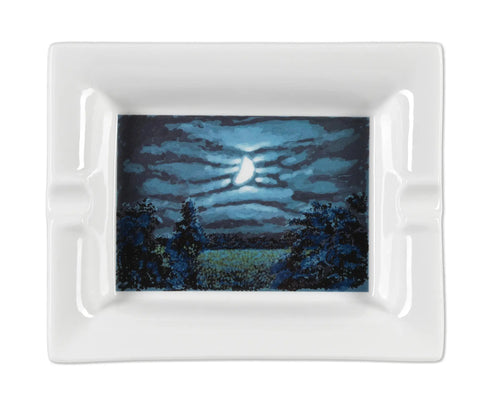 Limited edition David Hockney ceramic vide poche decorative ashtray with colorful abstract design.