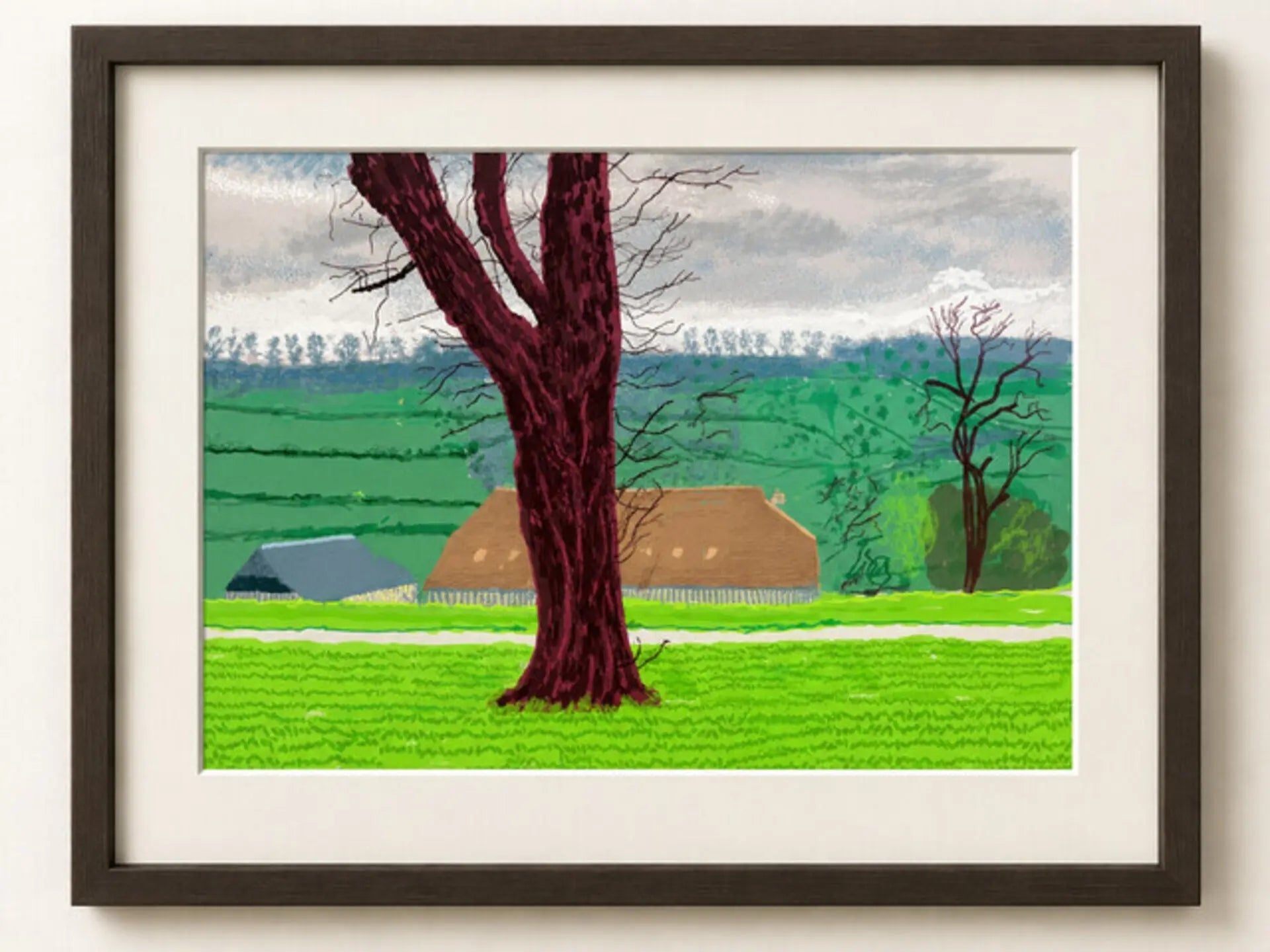 Limited edition David Hockney Untitled 2020 art print, featuring vibrant colors and abstract design, by renowned artist David Hockney.