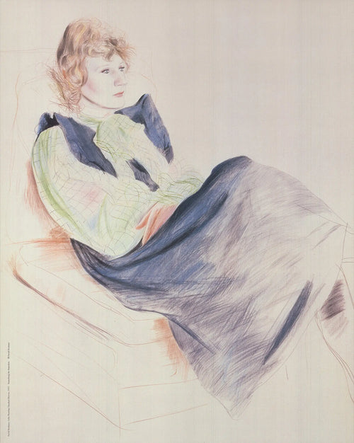 Vintage David Hockney exhibition poster featuring a selection of his drawings from 1954 to 1994, showcasing his artistic evolution.