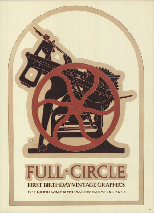 Vintage David Lance Goines Full Circle 1978 offset lithograph poster showcasing intricate artwork and vibrant colors.