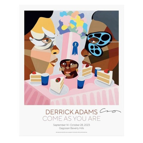 Signed Derrick Adams Come As You Are 2023 lithograph poster featuring colorful abstract artwork and bold design.