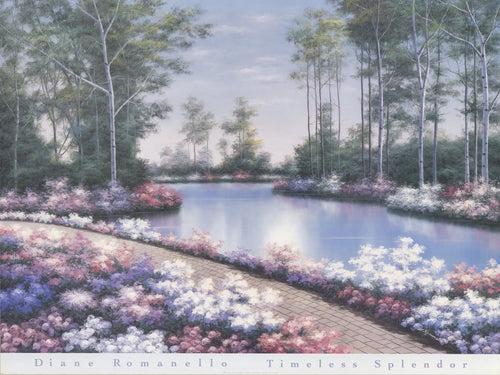 Large landscape offset lithograph art print by Diane Romanello titled Timeless Splendor, featuring vibrant colors and detailed scenery.