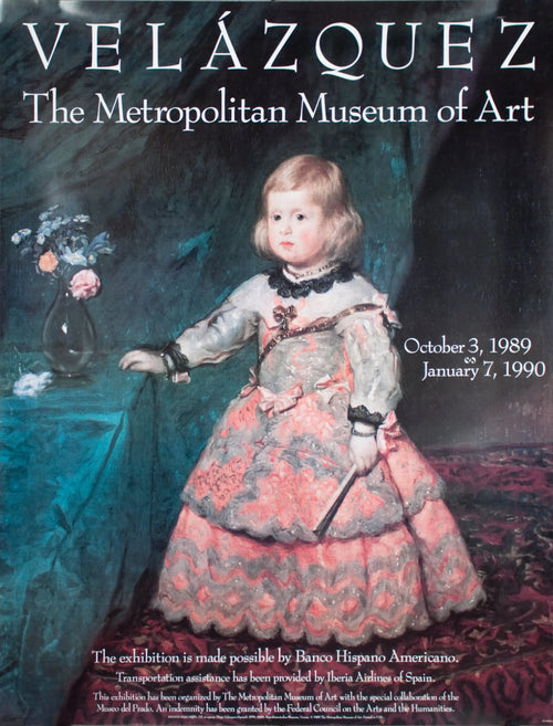 Diego Velazquez Infanta Margarita 1989 art exhibition poster featuring a portrait of the Spanish princess by Velazquez.