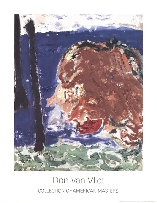 Abstract expressionist lithograph poster of a tiger boat by Don van Vliet, showcasing vibrant colors and bold artistic style.