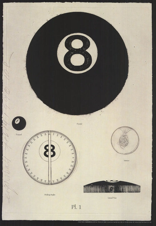 Donald Sultan Eight Ball 1998 original exhibition offset lithograph poster featuring bold artwork and vibrant colors.