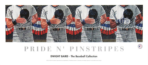 Dwight Baird Pride N' Pinstripes 1995 New York Yankees lithograph showing team logo and vintage design on textured paper