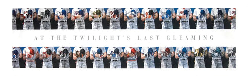 Signed 1989 MLB lithograph by Dwight Baird titled "At Twilight’s Last Gleaming," featuring a baseball scene and Baird's signature.