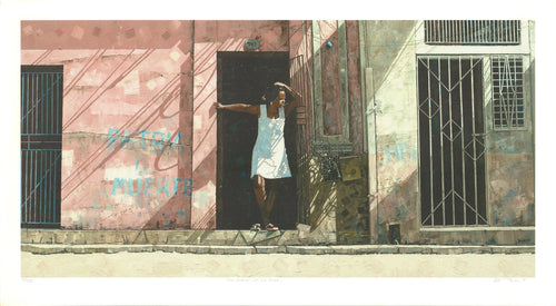 Signed Dwight Baird La Madonna with Red Shoes giclee print, showcasing vibrant artwork and signature on high-quality paper.
