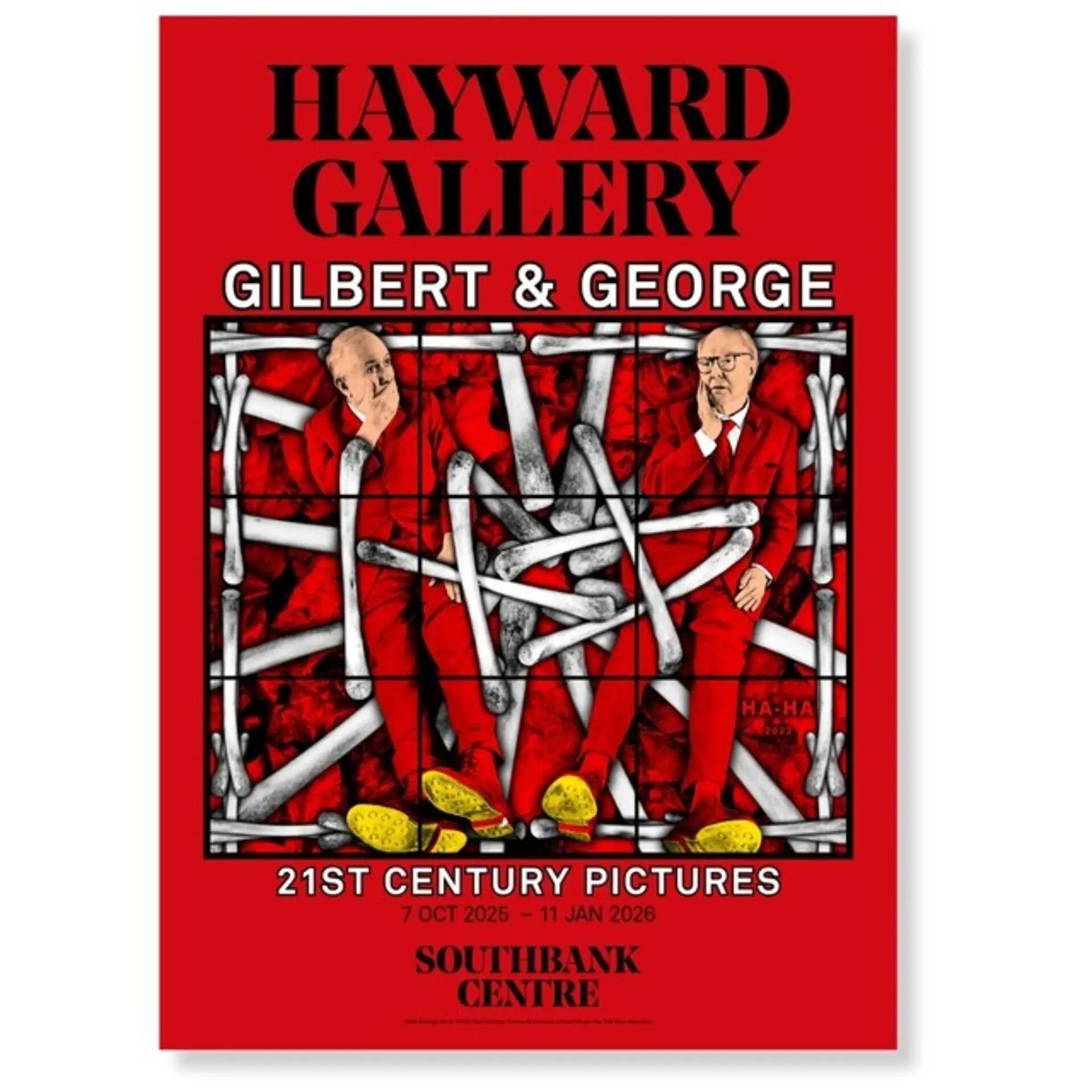 Gilbert & George 21st Century Pictures 2025 exhibition art poster featuring contemporary artwork by the artists.