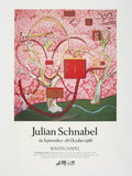 Julian Schnabel rare 1986 vintage exhibition art poster featuring abstract painting and bold, colorful artwork by the artist.