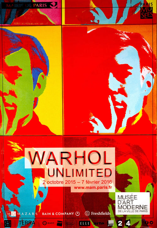 Original Andy Warhol Warhol Unlimited 2016 vintage pop art poster featuring bold, colorful artwork by the iconic artist.