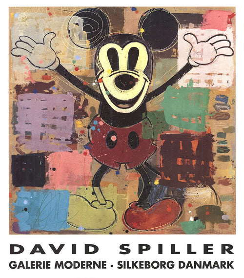 David Spiller Galerie Moderne Mickey Mouse offset lithograph art poster showing colorful Mickey Mouse illustration on paper
