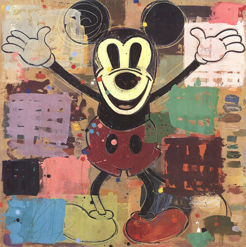 David Spiller Galerie Moderne Mickey Mouse offset lithograph art poster featuring colorful, modern Mickey Mouse illustration.
