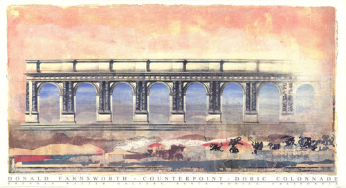 Donald Farnsworth Counterpoint Doric Colonnade 1991 lithograph exhibition poster featuring architectural colonnade design in muted tones.