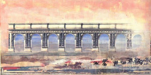 Donald Farnsworth Counterpoint Doric Colonnade 1991 lithograph exhibition poster featuring classical architecture and artistic details.