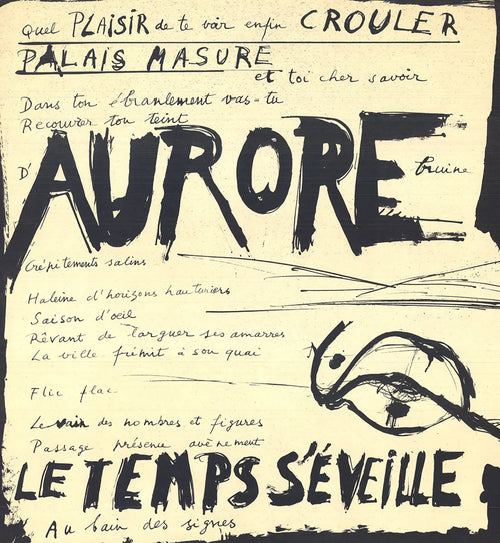 Bernard Dufour Aurore Time Dawns 1968 original lithograph art poster, showcasing vibrant abstract colors and intricate design.