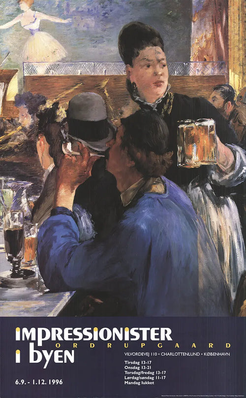 Offset lithograph poster of Edouard Manet's The Waitress from the 1996 exhibition, featuring a detailed image of the artwork.