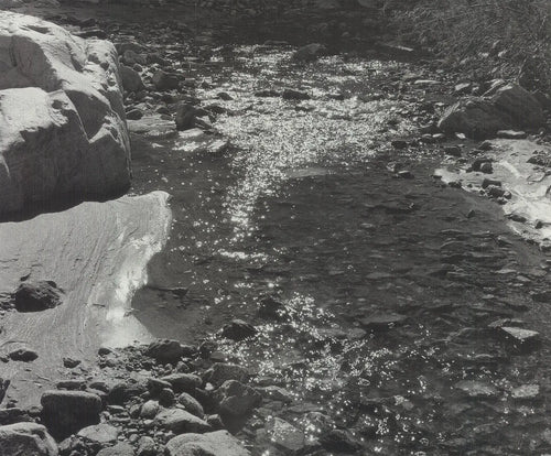 Ansel Adams Deep Canyon Stream 1992 offset lithograph art poster featuring a scenic canyon stream landscape.