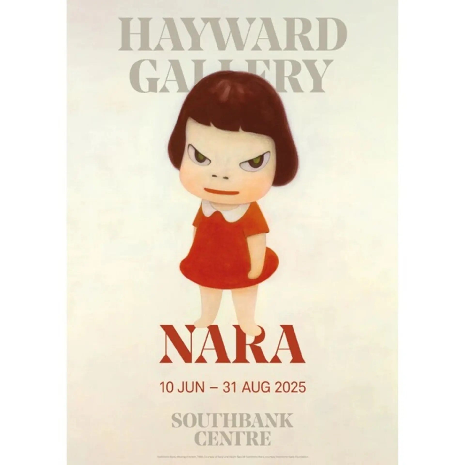 Yoshitomo Nara Missing in Action 2025 original exhibition art poster featuring Nara's distinctive illustrative style
