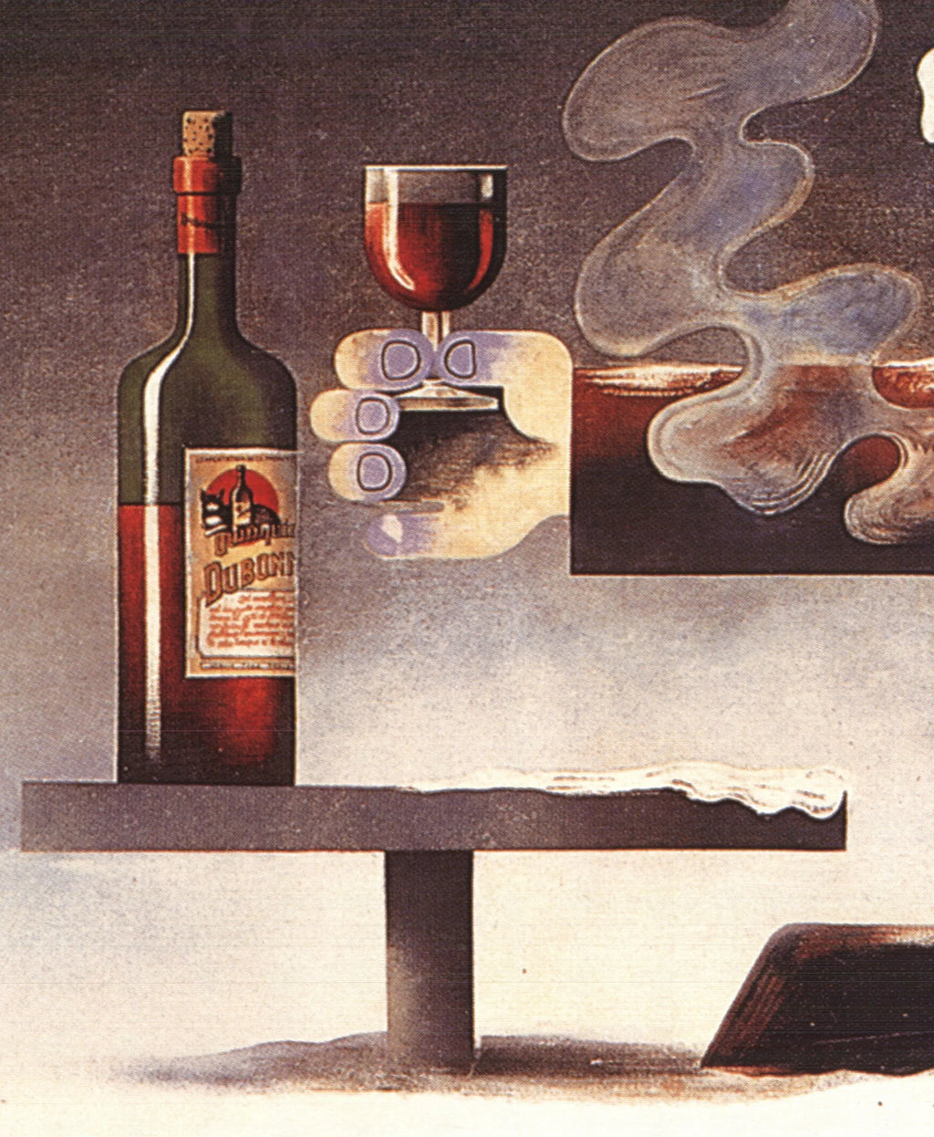 Vintage poster featuring A.M. Cassandre's design for Vin Tonique au Quinquina, 1998, showcasing bold typography and graphic style.