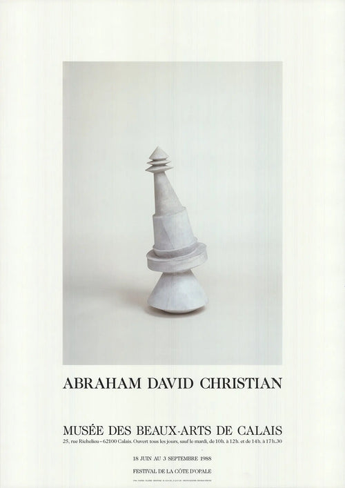 Abraham David Christian Calais Museum of Fine Arts 1988 exhibition poster featuring abstract artwork and event details.