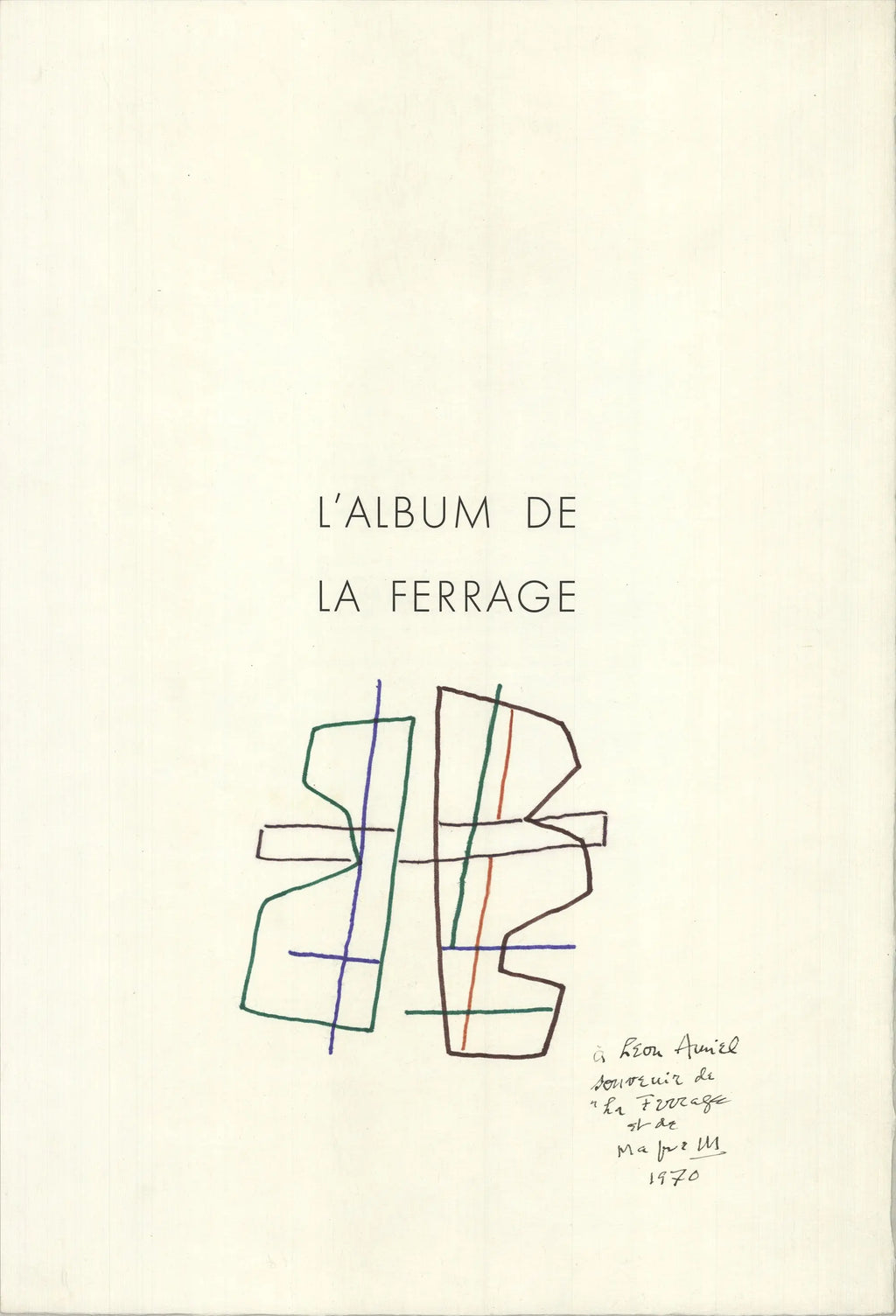 Abstract lithograph art print by Alberto Magnelli titled L'Album De La Ferrage 1970, featuring bold shapes and vibrant colors.
