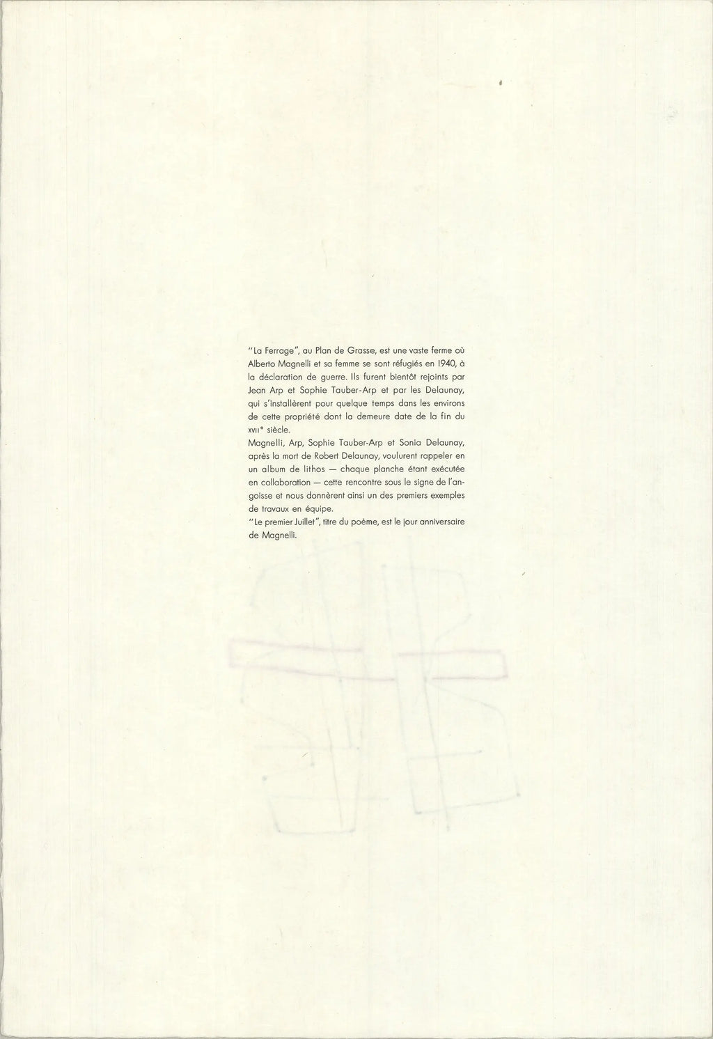 Abstract lithograph art print by Alberto Magnelli from L'Album De La Ferrage 1970, featuring bold shapes and textured details.