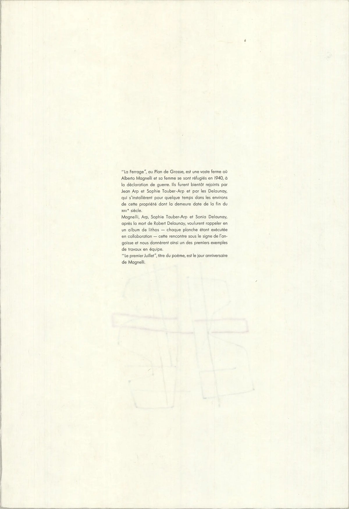 Abstract lithograph art print by Alberto Magnelli from L'Album De La Ferrage 1970, featuring bold shapes and textured details.