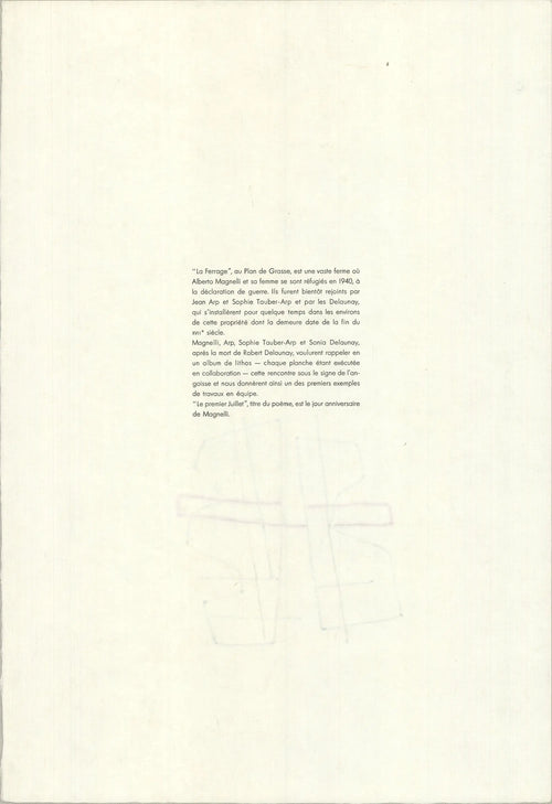 Abstract lithograph art print by Alberto Magnelli from L'Album De La Ferrage 1970, featuring bold shapes and textured details.