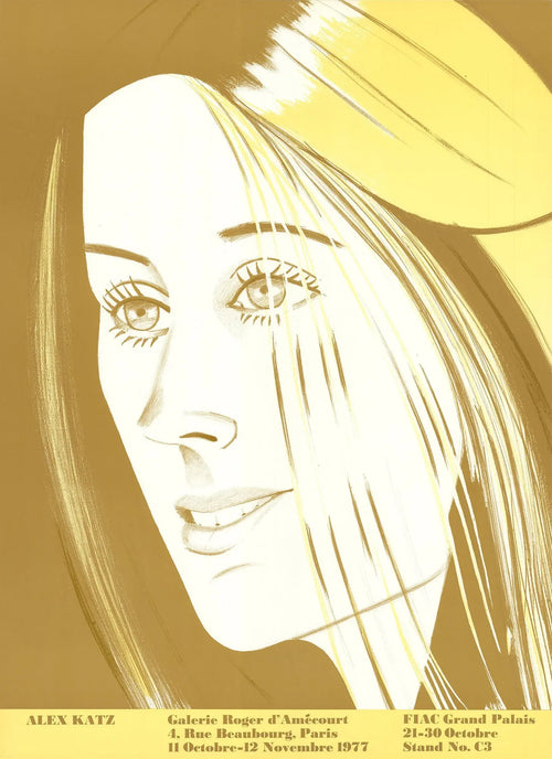 Alex Katz Galerie Roger d'Amecourt 1977 vintage exhibition lithograph poster showing modern art by Alex Katz.