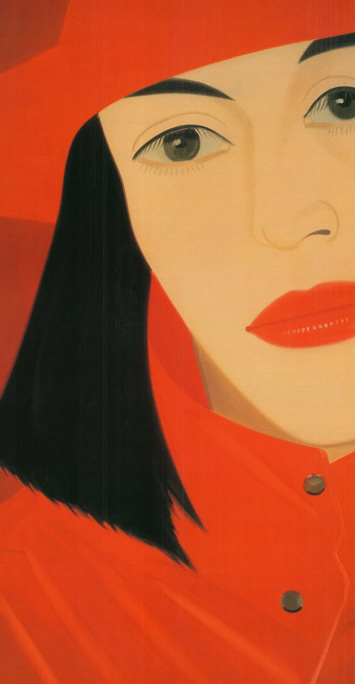 Alex Katz Red Coat Japan 1980 original exhibition lithograph poster showcasing bold red coat artwork and vibrant colors.