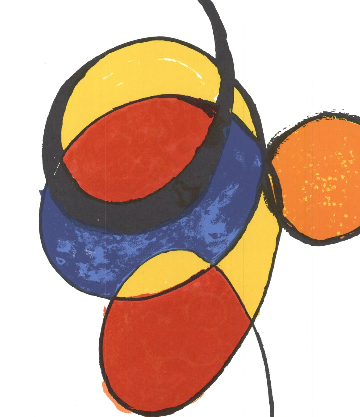 Original abstract lithograph art print by Alexander Calder featuring spirale designs from 1974, showcasing his signature style.