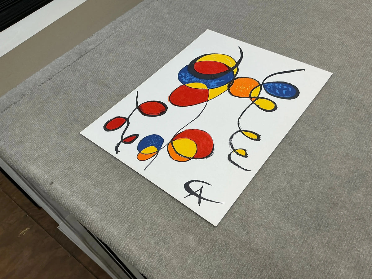 Alexander Calder Spirales 1974 original abstract lithograph art print, showcasing Calder's signature modern, swirling design.