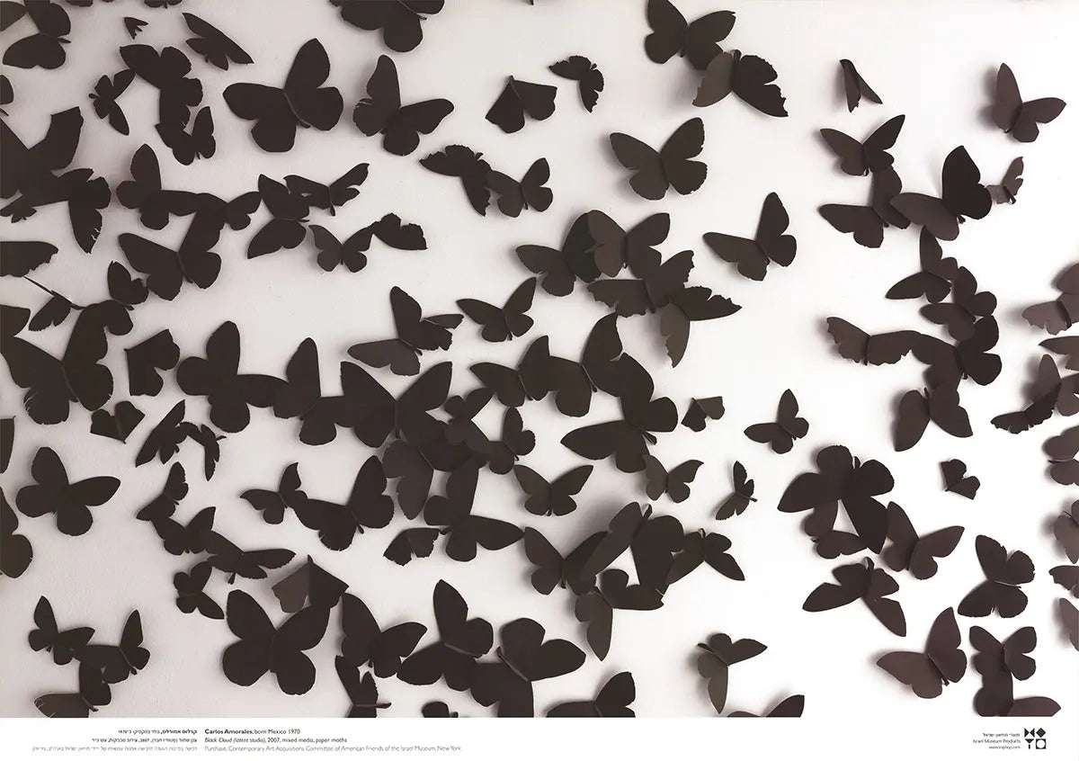 Large limited edition offset lithograph poster by Carlos Amorales featuring a black cloud design from 1998.