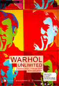 Vintage Andy Warhol Warhol Unlimited 2016 pop art poster featuring bold colors and imagery by the renowned artist.