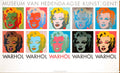 Vintage Andy Warhol 10 Marilyns pop art poster from 1990 featuring vibrant images of Marilyn Monroe in a collage style.