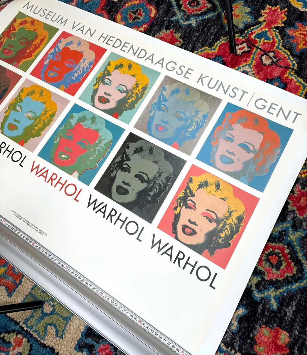 Vintage Andy Warhol 10 Marilyns pop art poster featuring colorful Marilyn Monroe portraits from 1990.